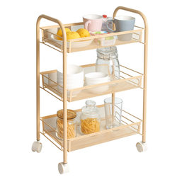 Bathroom storage rack kitchen storage rack bedroom floor-standing multi-layer bedroom wheeled removable beauty and manicure trolley