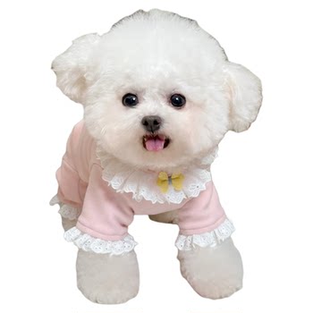 Five little white bears pet clothes autumn and winter new german velvet warm belly bag belly clothes four-legged pants dog home clothes