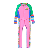 Girls swimwear summer sun protection 2024 new childrens long-sleeved one-piece swimsuit summer dopamine swimwear childrens clothing