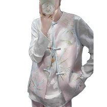 New Chinese-style vest national style improved womens spring clothing 2024 new outer buckle Tang suit vest jacket jacket