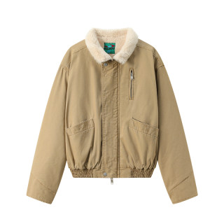 江南先生NewJNXS座山雕凹凸肌理感立领飞行夹克短款复古棉服外套