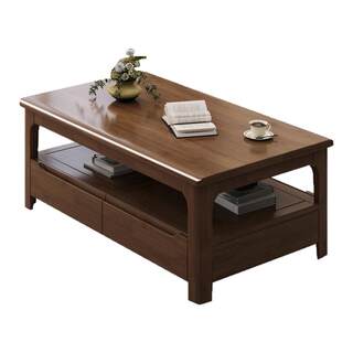 Rectangular living room double-layer tea table with drawers new chinese style