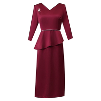 Spring V-neck wedding dress for mother-in-law high-end stylish festive high-end mother-in-law dress