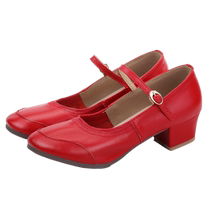 Genuine leather dance shoes for women square dance shoes ethnic dance shoes red dance shoes tendon bottom social square dance shoes for women