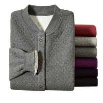 Hengyuanxiang middle-aged and elderly warm cardigan mens suit three-layer thickened womens velvet underwear winter loose jacket