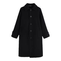 Hepburn style black woolen coat for women 2023 autumn and winter new Korean style mid-length woolen coat ins for small people