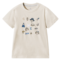 Small camel child clothing children short sleeves T-shirt summer 2024 New pint speed dry clothes boy rond col court sleeve blouse with child