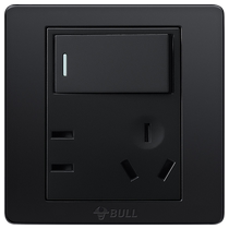 Bull socket flagship socket panel switch 86 type socket single control with switch socket single open five-hole G07 black