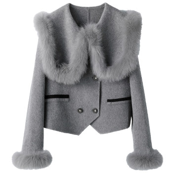 Double-sided cashmere coat jurchen fox fur collar cloak