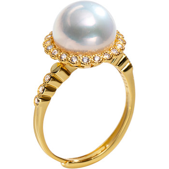 Nanzhu palace xingqi 925 silver freshwater pearl ring strong light round new year gift for wife