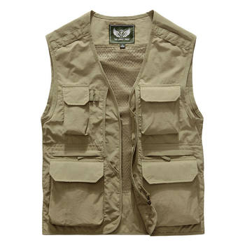 Summer multi-pocket work vest ຜູ້ຊາຍວ່າງຂະຫນາດໃຫຍ່ waistcoat ການຫາປາການຖ່າຍຮູບ vest lightweight vest ເຄື່ອງນຸ່ງຫົ່ມຜູ້ຊາຍ