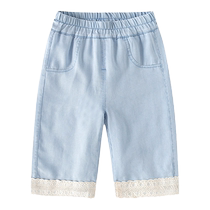 Girls pants summer thin 2024 new style baby casual cropped pants childrens summer straight jeans