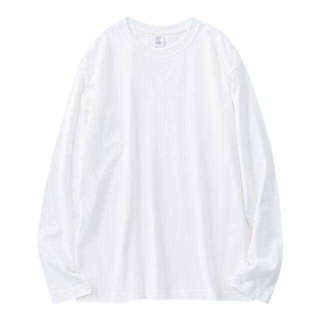 Long-sleeved casual men's and women's base layer cotton solid color versatile