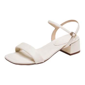 Scatto commuter strap sandals thick heel cream shoes
