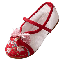Girls embroidered shoes net shoes Chinese style dance shoes childrens Hanfu shoes ethnic style sandals costume shoes handmade cloth shoes