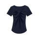ເສື້ອຍືດຄໍ V-neck twist ສີຟ້າ navy ສໍາລັບແມ່ຍິງ summer