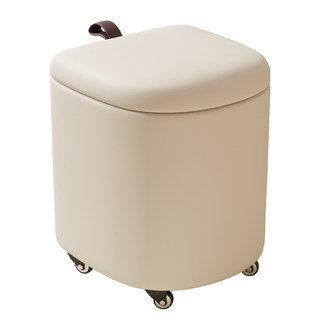 Rotierender quadratischer hocker im cremefarbenen stil, universalrad-manikürestuhl, niedriger hocker