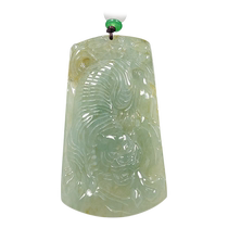(Self-operated) Qianyu Shiguang Myanmar natural A-grade jadeite icy lake green sprinkled with gold and domineering tiger brand pendant