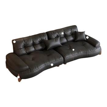 Blue ideal new italian minimalist leather sofa living room small apartment modern light luxury retro style curved sofa