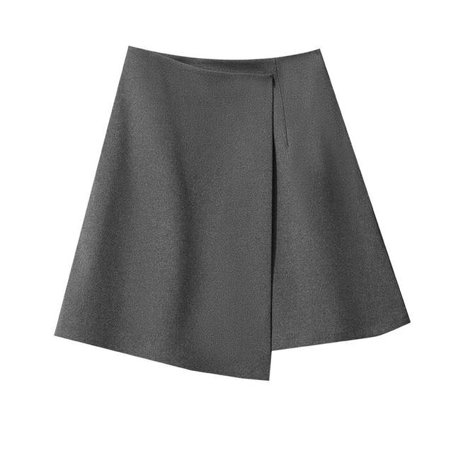 Amii2025 new winter new style commuting versatile asymmetric patchwork brushed skirt for women petite A-line skirt