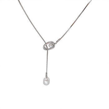 Adjustable titanium steel non-fading high-end pearl necklace