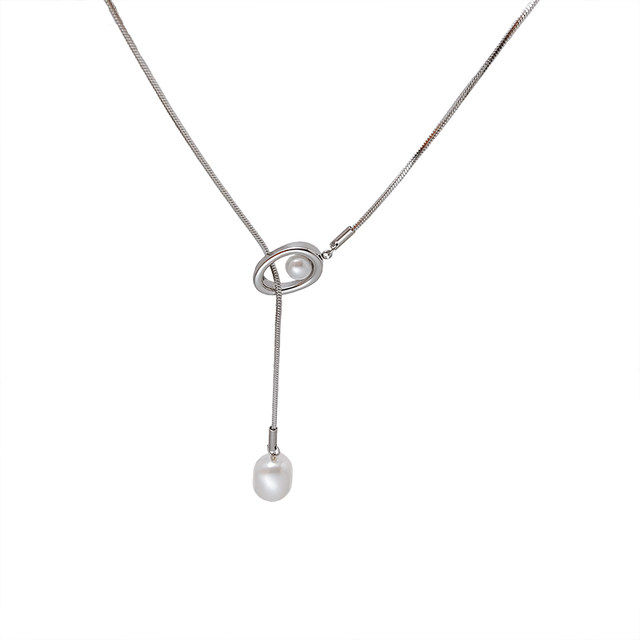 Adjustable titanium steel non-fading high-end pearl necklace