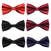 Mens bow tie burgundy formal business shirt suit bow black groom wedding Korean style high-end fashion