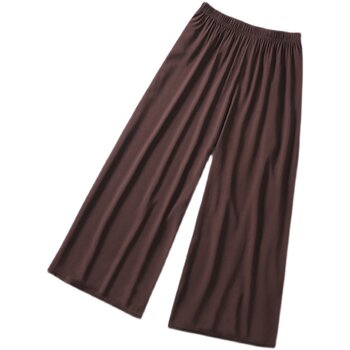 Solid color cotton silk wide leg pants women's 2023 summer thin large size cotton silk slim loose breathable western style pants casual pants