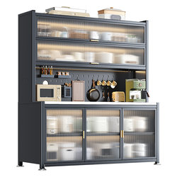 Jia Bangshou Rock Board Kitchen Storage Rack, Floor-Standing Multi-Layer Sideboard Storage Cabinet, Microwave Oven Multi-Functional Organizer