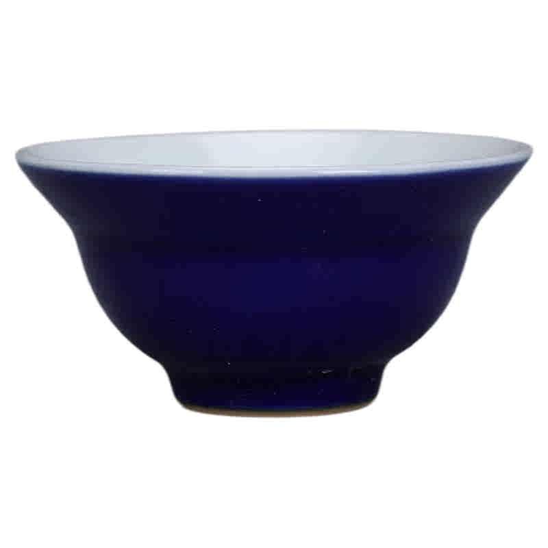 中国古美術　清時代霁蓝釉茶碗 XG3-2 中国古美術 清時代霁蓝釉茶碗 XG3-2