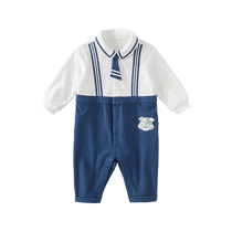 David Bella Newborn Baby Jumpsuit 2024 Autumn New Style Baby Boy One Year Old Gentleman Style Romper Suit