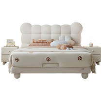 Quanyou Home Cream Style Childrens Soft Bed 2024 New Bedroom Small Apartment Single Bed for Boys and Girls 115073