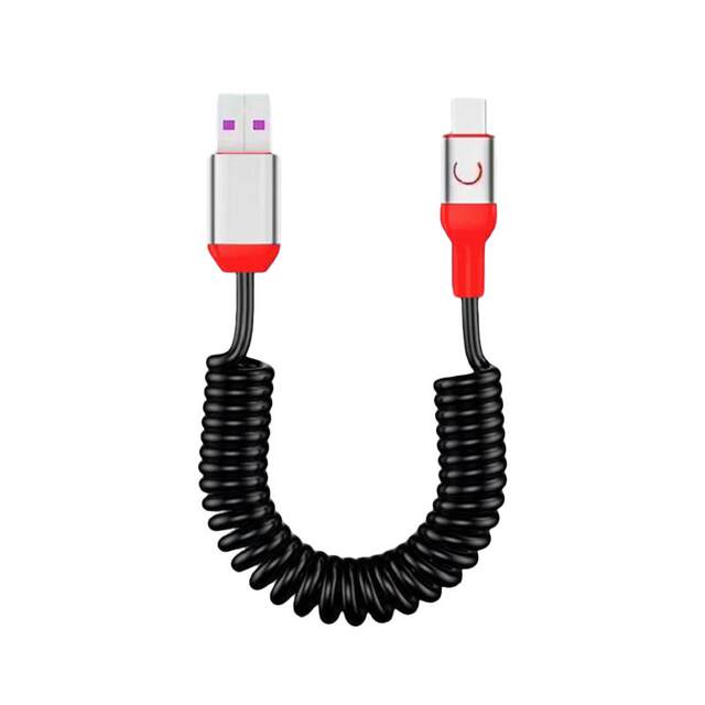 5A super fast charging TypeC car motorcycle spring cable