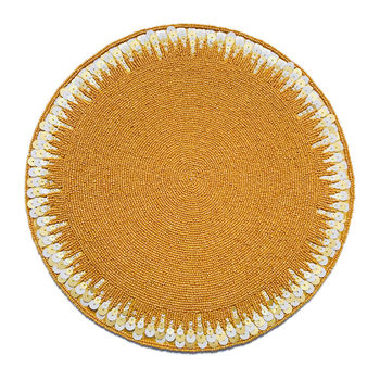 Golden full handmade bead embroidered placemat sewing