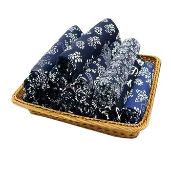 Blue print ethnic style retro floral fabric Blue print ethnic style retro floral fabric