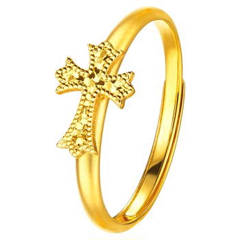 Gold supreme cross gold ring for women 2026 new pure gold ring birthday gift solid living ring
