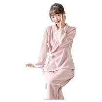 Autumn and winter thickened Hanfu pajamas womens velvet cute palace style long-sleeved autumn and winter Chinese style home wear two-piece set