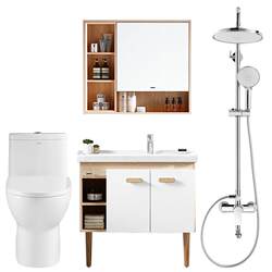 Wrigley Bathroom Solid Wood Bathroom Cabinet Basin Washbasin Cabinet Combination Bathroom Washstand Toilet Shower Set