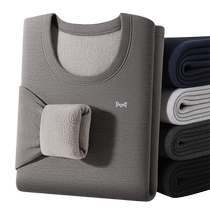 Catman thermal underwear for men plus velvet and thickening winter style heating and cold protection for middle-aged and elderly people autumn clothes and long trousers set