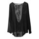 Sexy and elegant 2026 spring and summer style new georgette round neck top, versatile lace splicing long-sleeved sun protection blouse for women