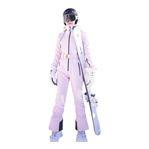 24 New slimming one-piece ski suit for women outdoor double-board windproof waterproof and warm winter ski suit for women