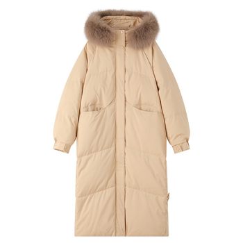 Champsong large-wool neck buckle mid-length down cotton jacket Champsong large-wool neck buckle mid-length down cotton jacket