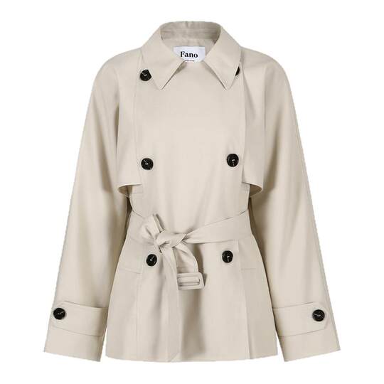 Fan Luo classic modern double breasted drape short windbreaker