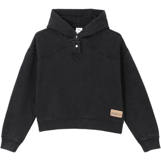 磨白连帽卫衣女子宽松复古套头衫长袖上衣629608彪马puma官方奥莱