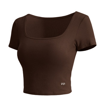 Git short-sleeved yoga wear one-cup breathable fitness clothes