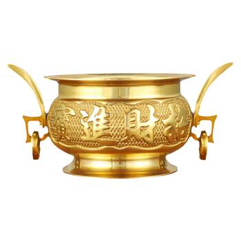 Double-Eared Pure Brass Incense Burner for Home Use, Indoor Incense Holder for Attracting Wealth, Offering to the Buddha, Buddhist Supplies, Incense Burner