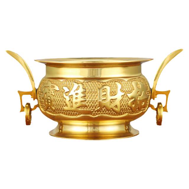 Double-eared pure brass incense burner for home use with incense