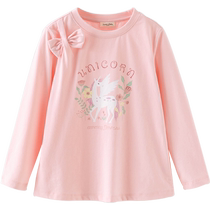 (Same style in the mall) David Bella childrens T-shirt girls new pure cotton tops 2024 girls and older children autumn clothing