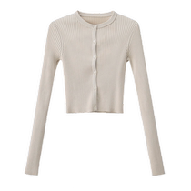 INSIS FEMME Nordic Soft-skin Shuffin Cotton Spring New Base Long Sleeve Pit Bar Knit Cardiovert Jersey Woman