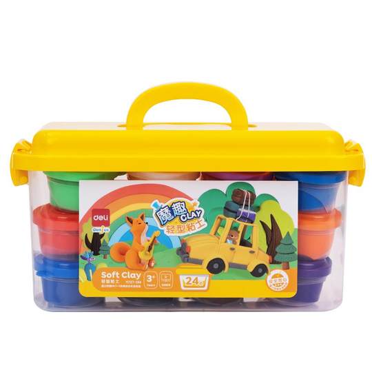 得力儿童超轻粘土彩泥橡皮泥手工黏土幼儿园宝宝diy玩具24色12色